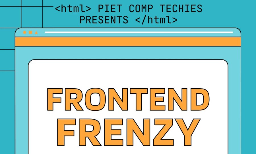 Poster for Frontend Frenzy, a website-building contest run by PIET Comp Techies