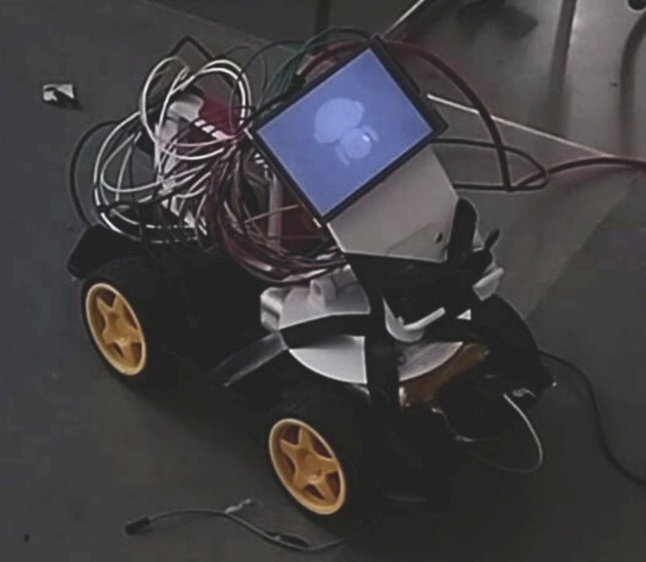 Pippo, a wheeled robot with a screen for a face